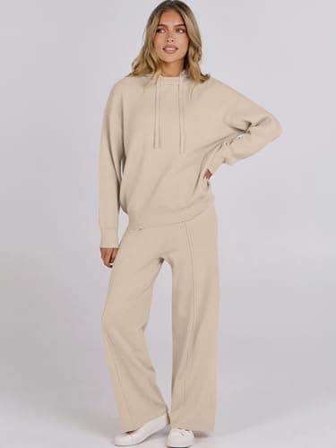 ANRABESS Women's 2 Piece Fall Lounge Sweatsuit Sweater Sets