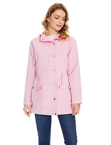 Women's Waterproof BBX Lephsnt Rain Jacket Lightweight Hooded Trench Coat