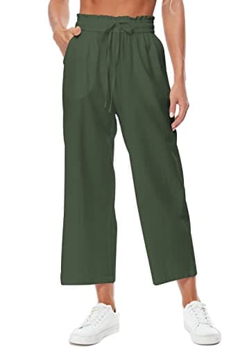 BCOFUI High-Waisted Linen Wide Leg Beach Pants