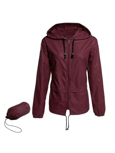 Century Women's Packable Waterproof Raincoat With Hood Windbreaker Jacket