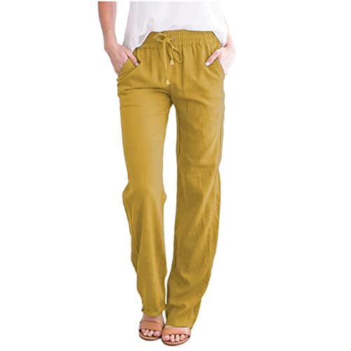 Casual Women's Lightweight Cotton Linen Drawstring Pants