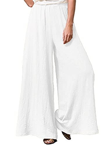 Hisanny Women's Plus Size Wide Leg Linen Palazzo Trousers with Pockets L, 5XL