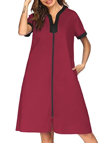 Ekouaer Women's Zipper Front Duster Robe with Pockets