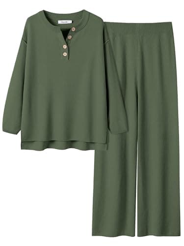 ANRABESS Women Oversized Waffle Knit Sweater Lounge Set 2025 Fall Trends