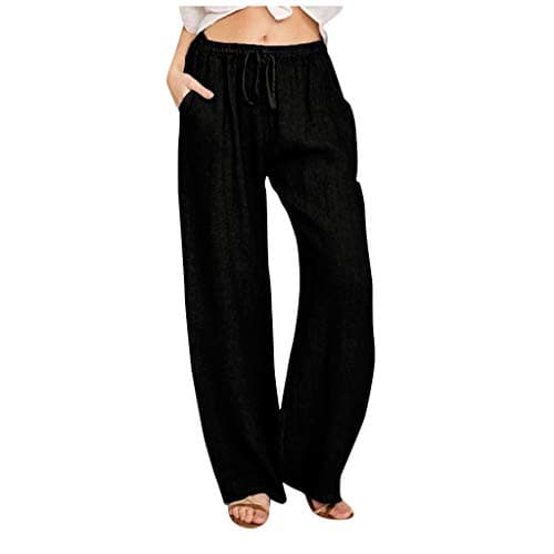 Nantdog Loose Summer Palazzo Pants with Pockets Plus Size