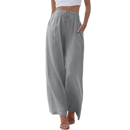 Women's Linen Summer Palazzo Pants with Pockets