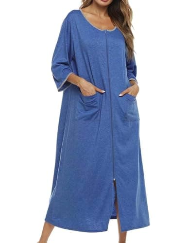 Bloggerlove Zipper Front Robes for Women House Coat with Pockets S-3XL  
Bloggerlove Zipper Front Robes for Women Lounge Wear Half Sleeve S-3XL  
Bloggerlove Zipper Front Robes for Women Nightgown with Pockets S-3XL
