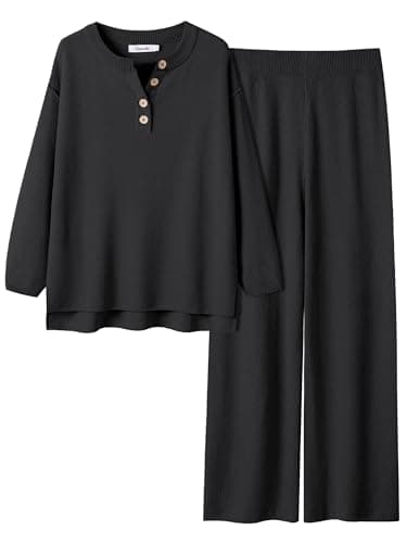 ANRABESS Women Oversized Waffle Knit Sweater Lounge Set 2025 Fall Trends
