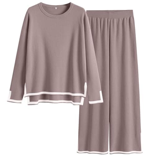 ANRABESS Women's Knit Sweater & Wideleg Pants Matching Sweatsuit Set