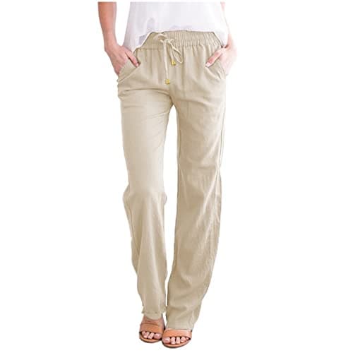 Casual Women's Lightweight Cotton Linen Drawstring Pants