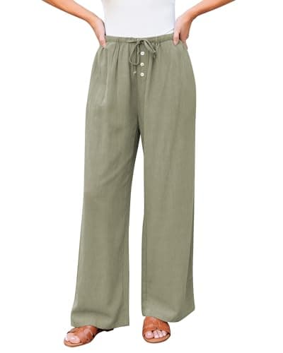 GRAPENT High Waisted Wide Leg Linen Pants for Women Summer Palazzo Casual