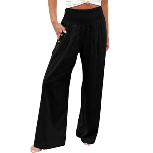 Women's Casual High Waisted Wide Leg Linen Pants
