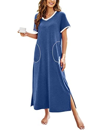 Ekouaer Women's Full-Length Short Sleeve Nightgown