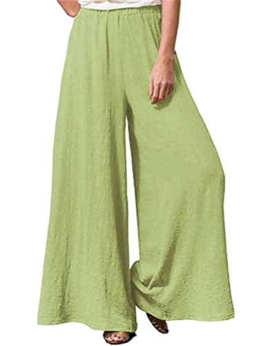 Hisanny Women's Plus Size Wide Leg Linen Palazzo Trousers with Pockets L, 5XL