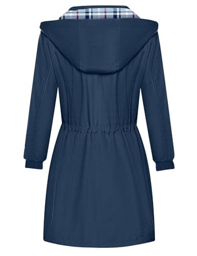 Bloggerlove Striped Rain Jacket with Plaid Lining Navy Blue L (Bundle)