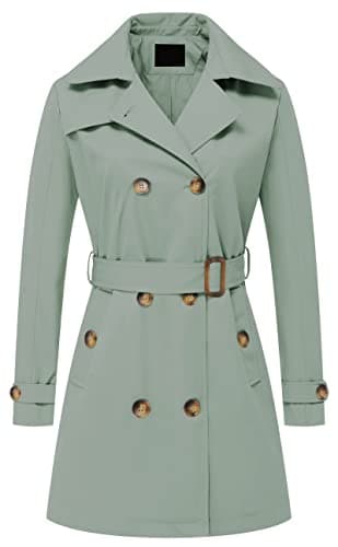 Chrisuno Women's Mid-Length Double Breasted Trench Coat with Hood