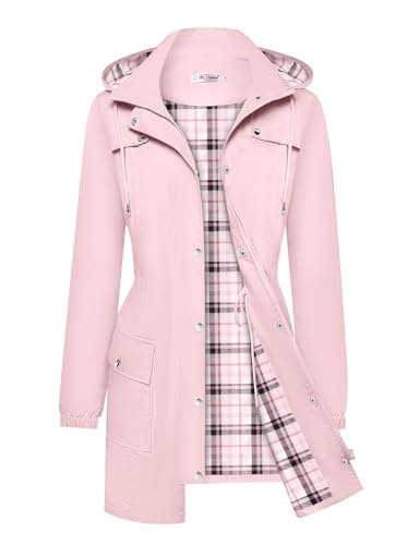 Women's Lightweight Raincoat | S-XXL Plaid Hooded Waterproof:Trench Coat by Bloggerlove