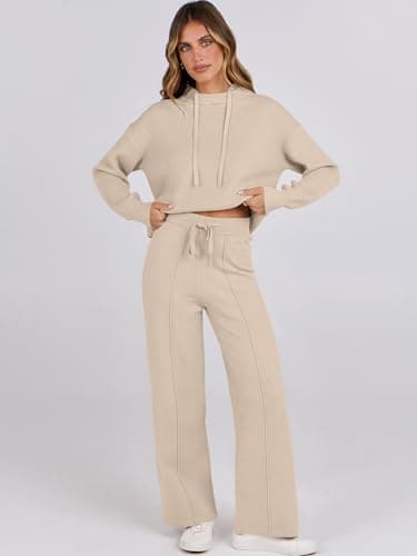 ANRABESS Women's 2 Piece Fall Lounge Sweatsuit Sweater Sets