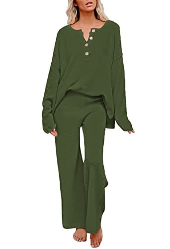 Viottiset Women's 2 Piece Sweatsuit Wide Leg Pants Loungeewear
