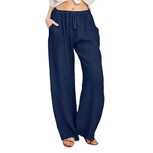Nantdog Loose Summer Palazzo Pants with Pockets Plus Size
