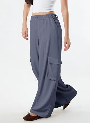 Dokotoo Women's Wide Leg Flowy Stretch Palazzo Pants with 4 Pockets