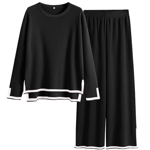 ANRABESS Women's Knit Sweater & Wideleg Pants Matching Sweatsuit Set