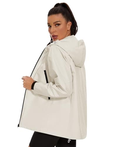 Avoogue Women's Loose Fit Waterproof Liner Rain Jacket with Hood