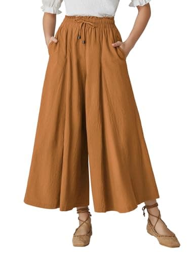 Scarlet Darkness Women's High Waist Wide Leg Linen Pants with Pockets