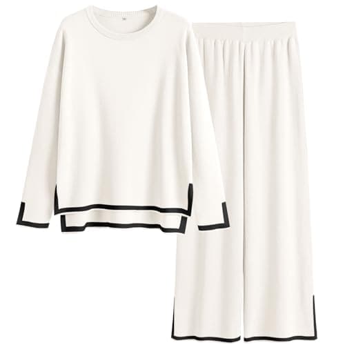 ANRABESS Women's Knit Sweater & Wideleg Pants Matching Sweatsuit Set
