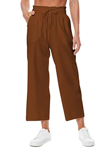 BCOFUI High-Waisted Linen Wide Leg Beach Pants