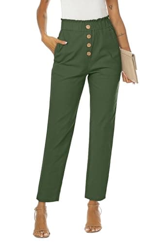 NIMIN High-Waisted Elastic Cropped Paper Bag Pants with Pockets