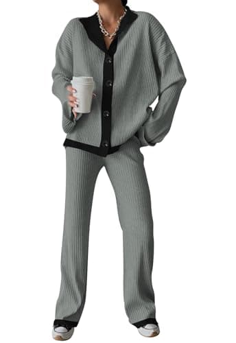 Cakulo Women's 2024 Lounge Sets Cardigan Knit Pants Matching Outfit