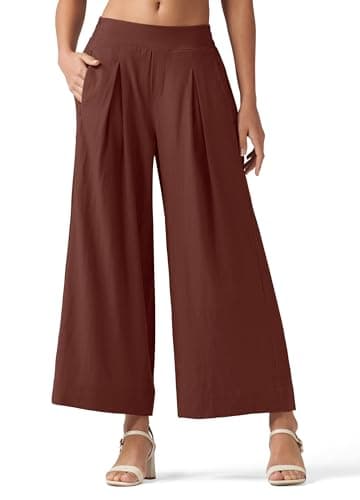 Willit Women's Linen Wide Leg Palazzo Pants with Pockets Summer Beach Casual