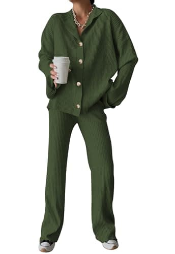 Cakulo Women's 2024 Lounge Sets Cardigan Knit Pants Matching Outfit