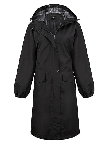 SaphiRose Women's Lightweight Waterproof Long Hooded Rain Jacket