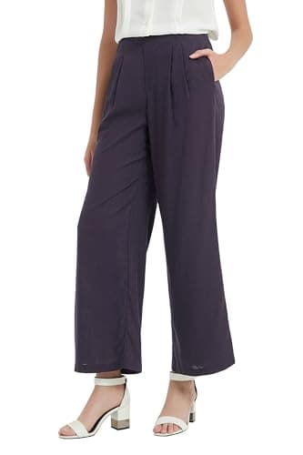 PACIBE Women's Cotton Linen Wide Leg Pants with Pockets