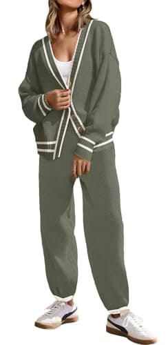 SAUKOLE Women's Oversized Knit Sweater & Matching Long Pants Set