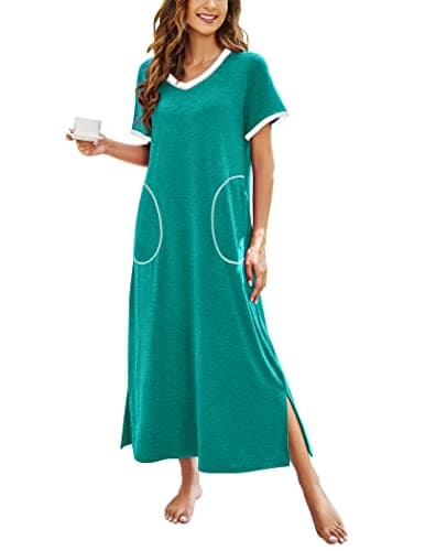 Ekouaer Women's Full-Length Short Sleeve Nightgown