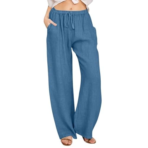 Nantdog Loose Summer Palazzo Pants with Pockets Plus Size