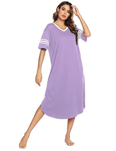 Refined Title: Ekouaer Women's V Neck Nightgown, Oversized Loose Sleepwear Dress