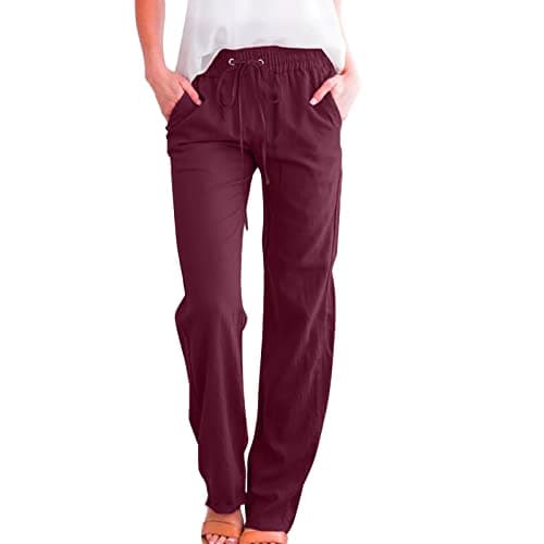 Casual Women's Lightweight Cotton Linen Drawstring Pants