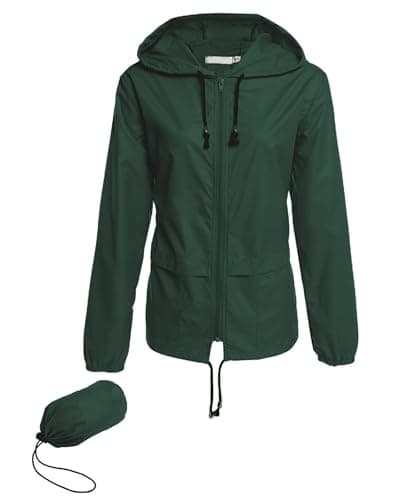 Hount Women's Lightweight Waterproof Hooded Raincoat Packable Outdoor Jacket (S-3XL)