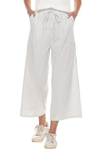 BCOFUI High-Waisted Linen Wide Leg Beach Pants