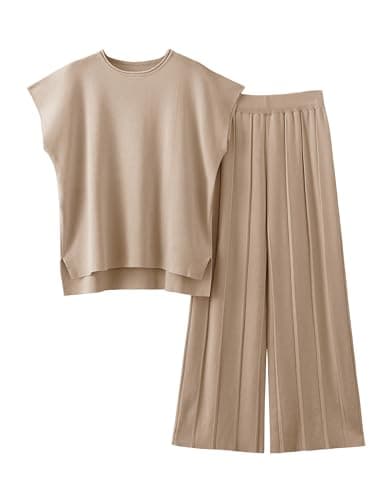 VATEAMI Women's High Waist Wide Leg Pullover Sweater Set