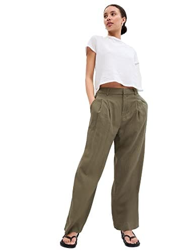 GAP Women's High Rise Linen Wide Leg Pant
