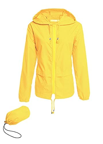 Hount Women's Lightweight Waterproof Hooded Raincoat Packable Outdoor Jacket (S-3XL)