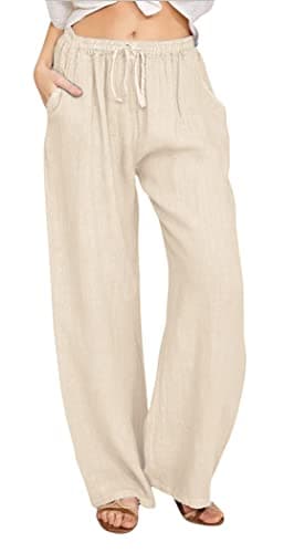 CHARTOU Women's Summer Wide Leg Loose Cotton Linen Pants