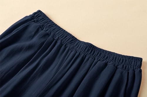 Hisanny Women's Plus Size Wide Leg Linen Palazzo Trousers with Pockets L, 5XL