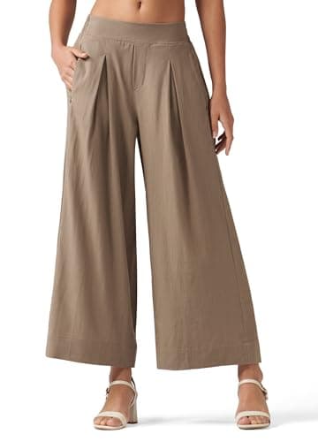 Willit Women's Linen Wide Leg Palazzo Pants with Pockets Summer Beach Casual