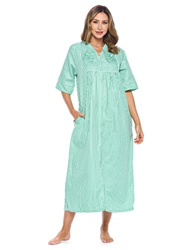 Casual Nights Women's Zip Front Woven House Dress for Night Relax | 3/4 Sleeves Lounger
| Casual Nights Women's Zip Front Woven House Dress | 3/4 Sleeves Long Duster Lounger for Casual Nights
| Casual Nights Women's Zip Front Woven House Dress | 3/4
